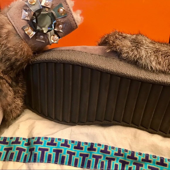 Tory Burch Curran Embellished Fur Boots - Picture 2 of 7